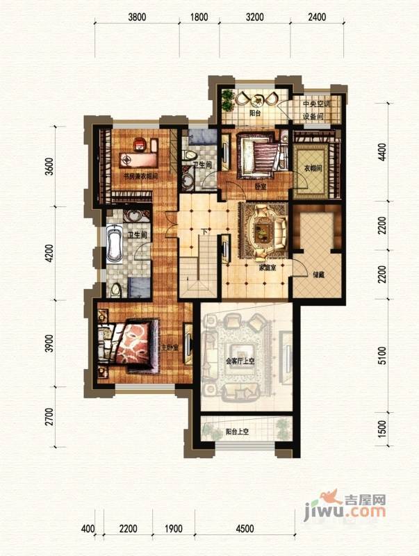 廊坊孔雀城大公馆5室3厅4卫273㎡户型图