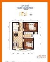 上上城青年社区二期2室1厅1卫84㎡户型图