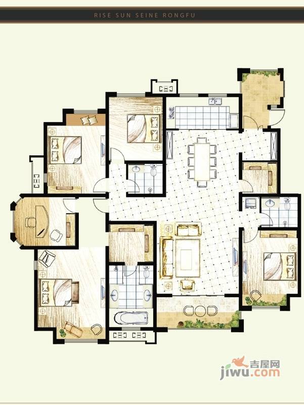 塞纳荣府3室2厅3卫184㎡户型图