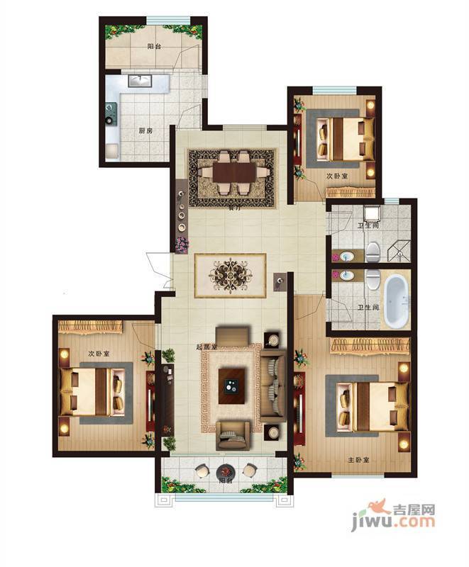 廊坊新世界中心1室1厅1卫74.7㎡户型图