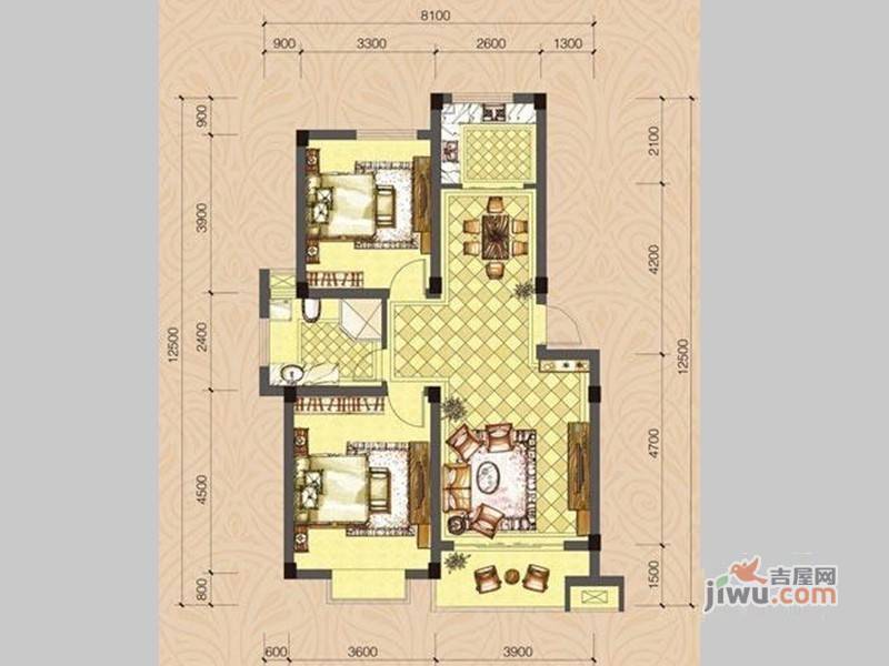 西江银座2室2厅1卫89㎡户型图