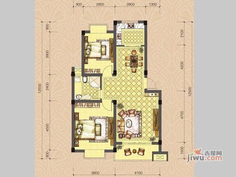 西江银座2室2厅1卫89㎡户型图