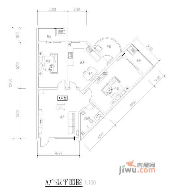 兰亭花园2室2厅1卫户型图