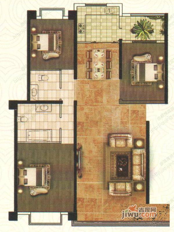 龙潭新村3室2厅2卫138.4㎡户型图