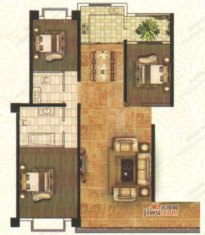 龙潭新村3室2厅2卫138.4㎡户型图