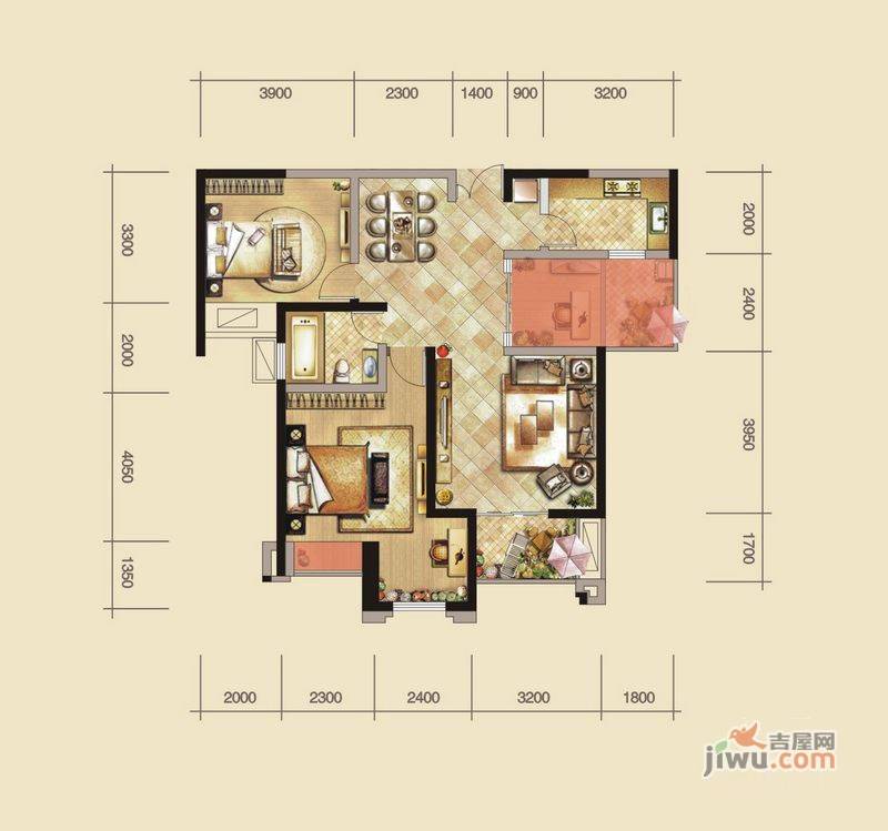 融侨锦江3室2厅1卫111㎡户型图