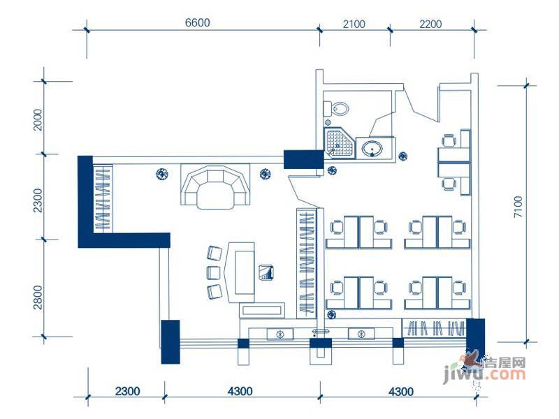 麦迪森广场1室2厅1卫72.9㎡户型图