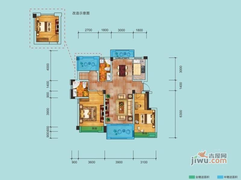 祥生柏景湾二期2室2厅2卫112㎡户型图