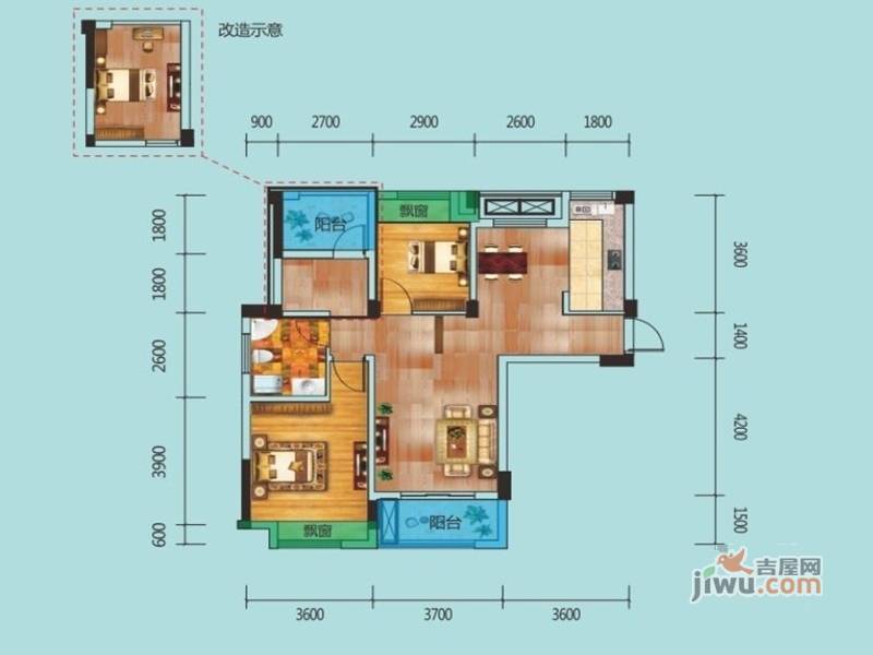 祥生柏景湾二期2室2厅1卫99㎡户型图