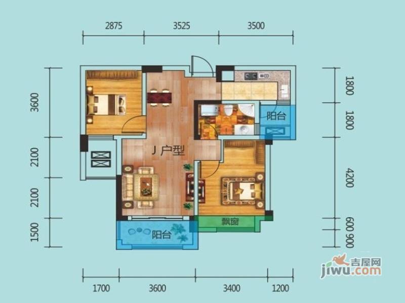 祥生柏景湾二期2室2厅1卫81㎡户型图