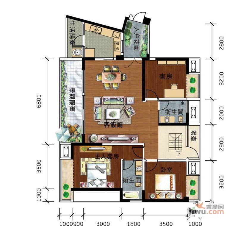 光谷汇金中心4室3厅2卫168㎡户型图