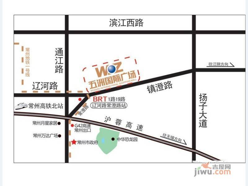 江阴五洲国际广场位置交通图