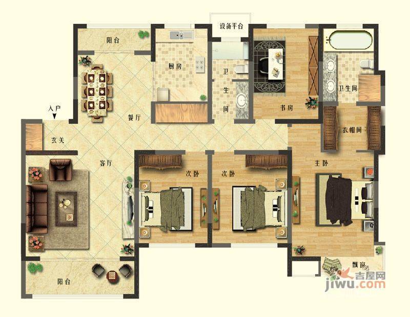 长江御园4室2厅2卫189㎡户型图