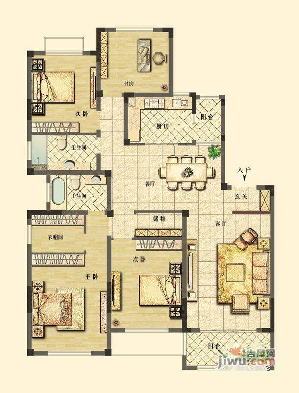 长江御园4室2厅2卫164㎡户型图