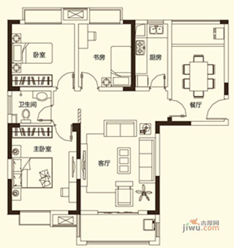 曼哈顿MOMA国际社区3室2厅1卫103㎡户型图