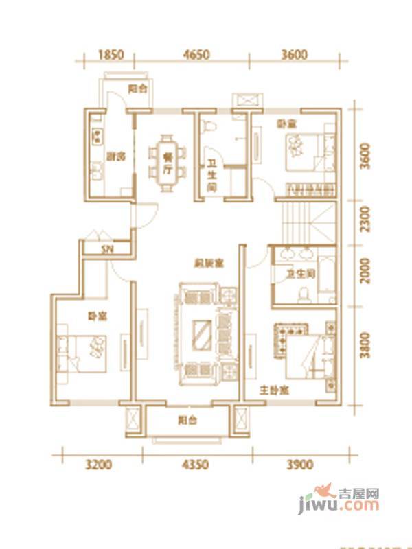 建投领海三期3室2厅2卫148㎡户型图