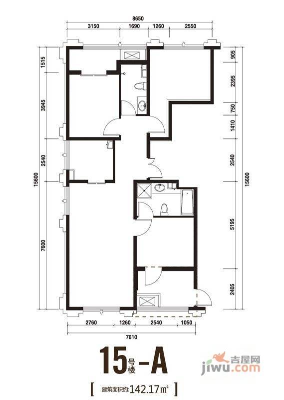 联东U谷总部大观青年公社3室2厅2卫142.2㎡户型图