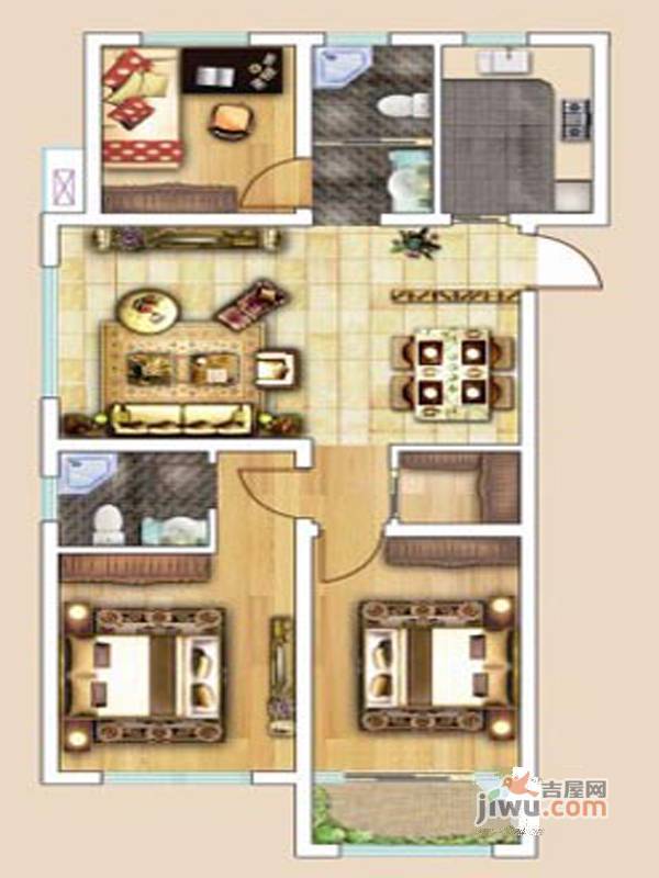 左岸3室2厅2卫122.6㎡户型图