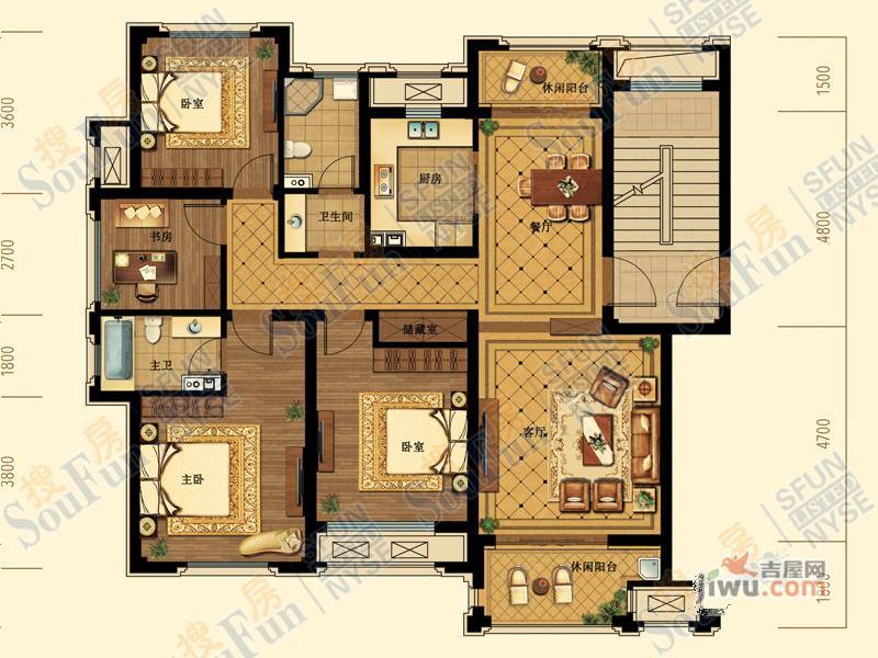 绿城嘉祥玉兰花园4室2厅2卫143㎡户型图