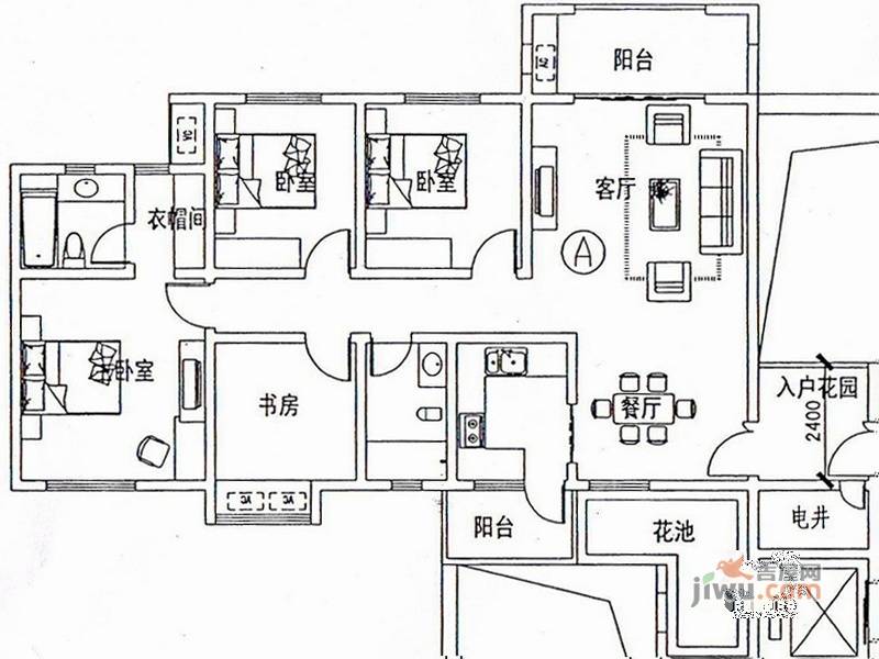香樟林风情街4室2厅2卫140.7㎡户型图
