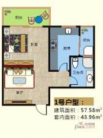 金江商业广场1室1厅1卫57.6㎡户型图