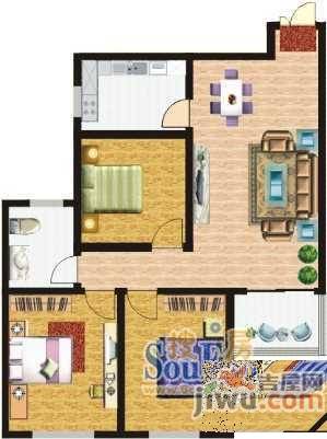 站北1号2室2厅1卫88.3㎡户型图