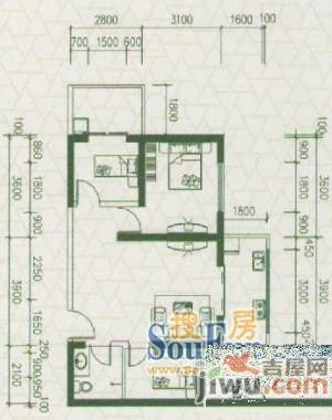 润泽臻品2室2厅1卫93.9㎡户型图