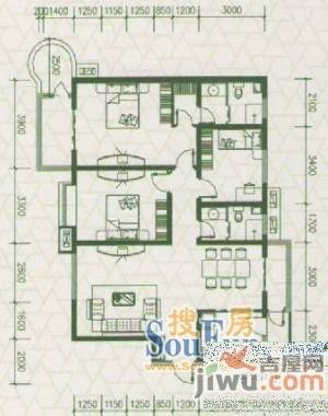 润泽臻品2室2厅1卫93.9㎡户型图