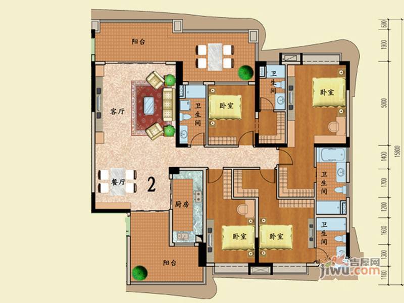 大湖一号普通住宅217.3㎡户型图