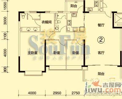 恒大绿洲3室2厅2卫144.9㎡户型图