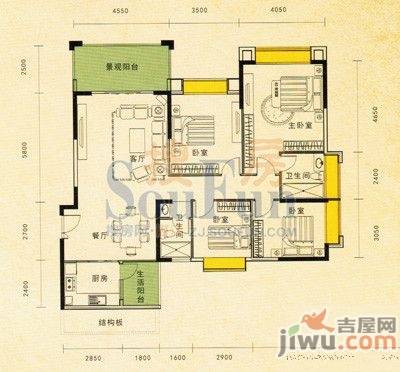 南国豪苑4室2厅2卫150㎡户型图