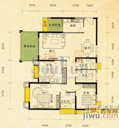 南国豪苑4室2厅2卫135㎡户型图