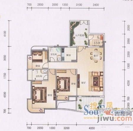 银地绿洲4室2厅2卫137㎡户型图