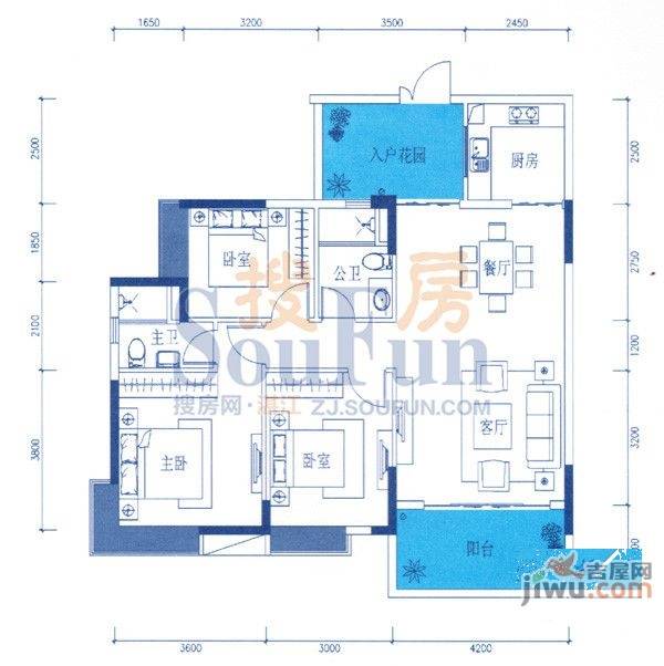 御品蓝湾3室2厅2卫111㎡户型图