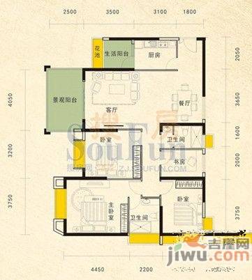 南国豪苑4室2厅2卫135㎡户型图