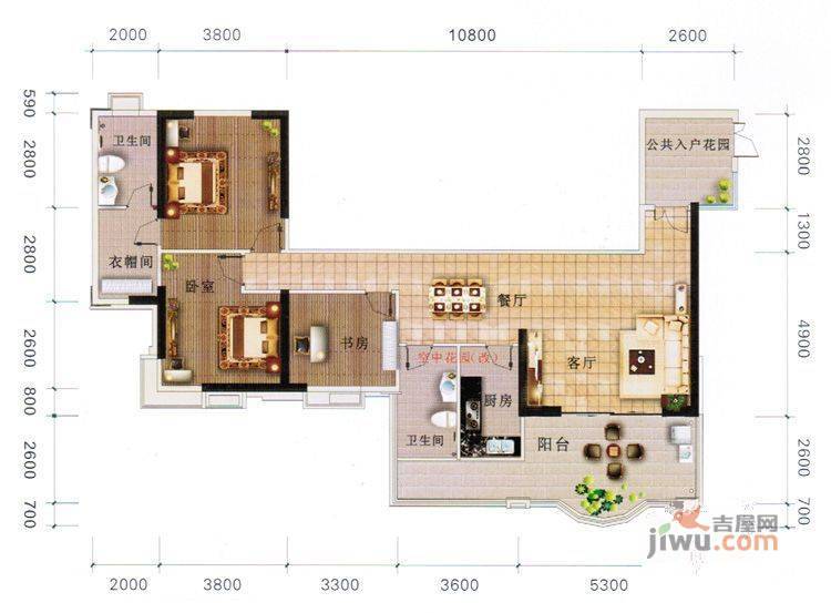 华盛新城二期2室2厅2卫117㎡户型图