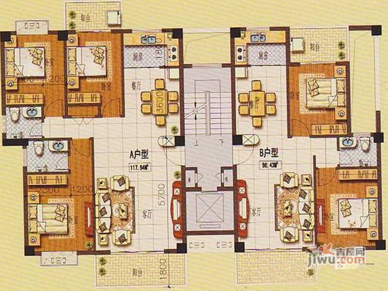 君悦花园2室2厅1卫82㎡户型图