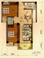 天诚丽景2室1厅1卫88.9㎡户型图
