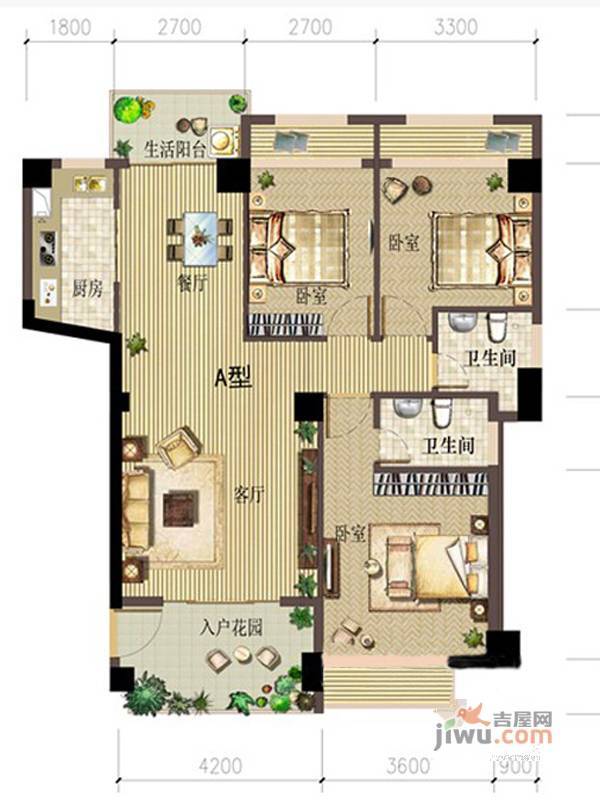 天隆名邸3室2厅2卫113.3㎡户型图