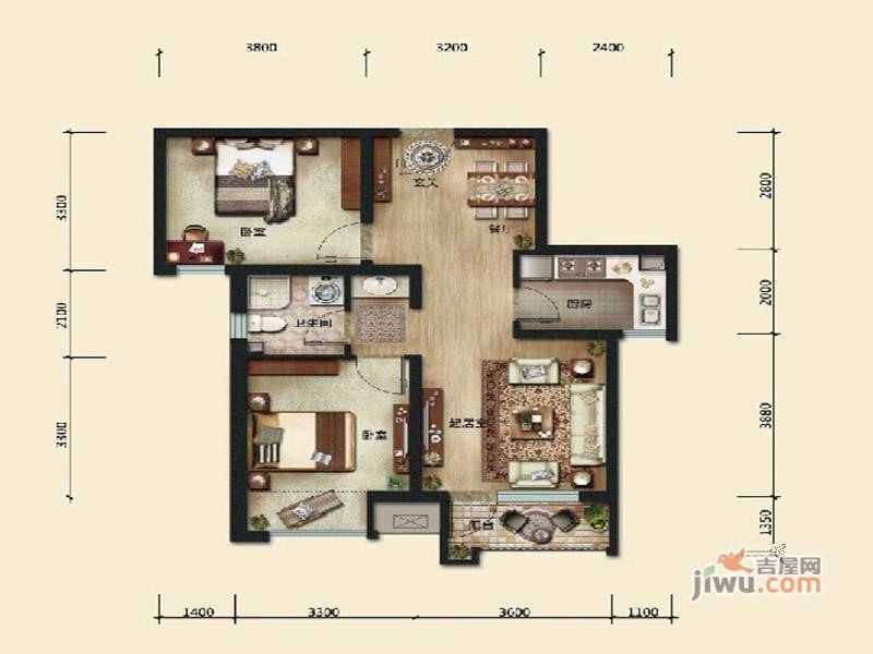 首尔甜城b11户型图|首尔甜城2房2厅2卫户型图_燕郊首尔甜城