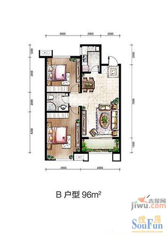 金地国际花园3室2厅2卫143㎡户型图