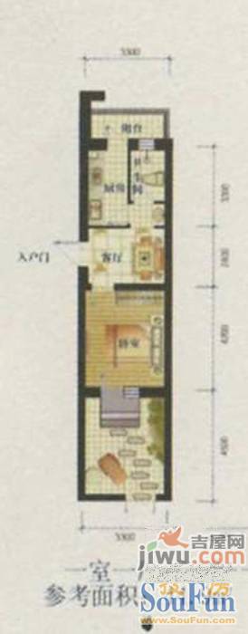 金汇雅居1室1厅1卫44.9㎡户型图