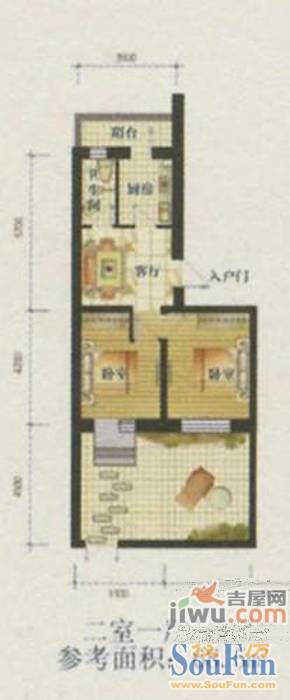 金汇雅居1室1厅1卫44.9㎡户型图