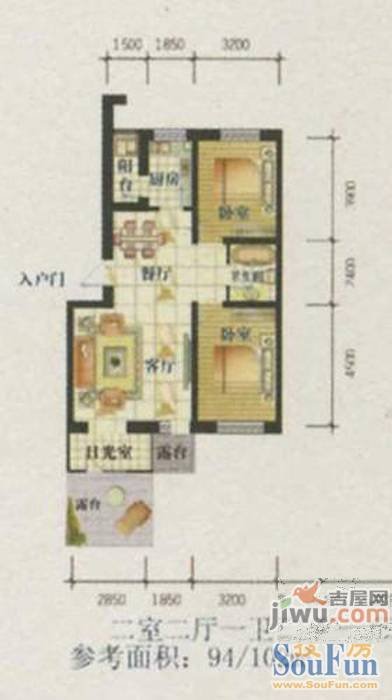 金汇雅居1室1厅1卫44.9㎡户型图