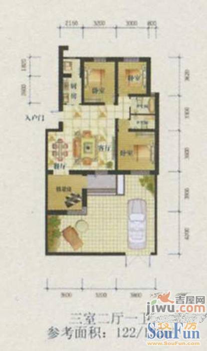 金汇雅居1室1厅1卫44.9㎡户型图