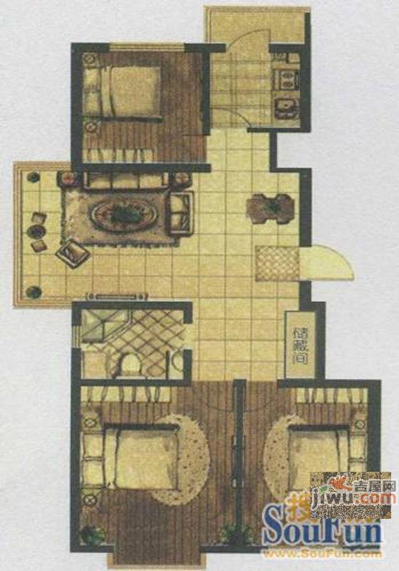 福隆雅居3室2厅1卫98.5㎡户型图