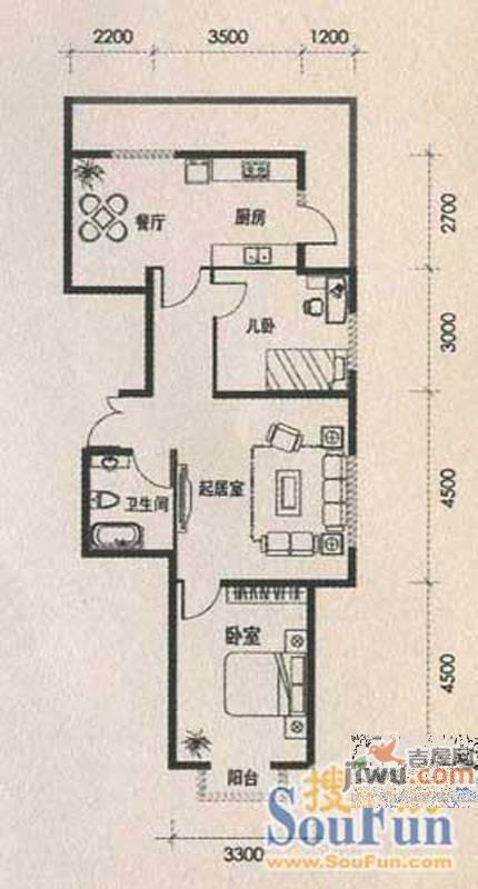 明城嘉苑二期3室2厅1卫139㎡户型图