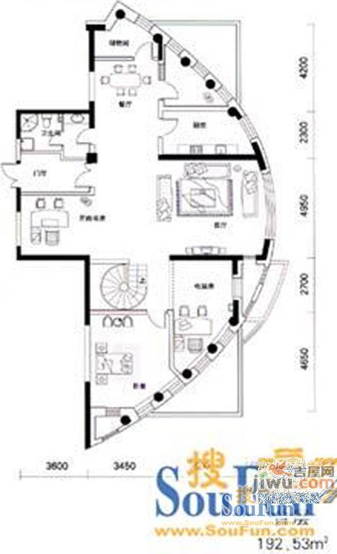 未来城1室1厅1卫43.7㎡户型图