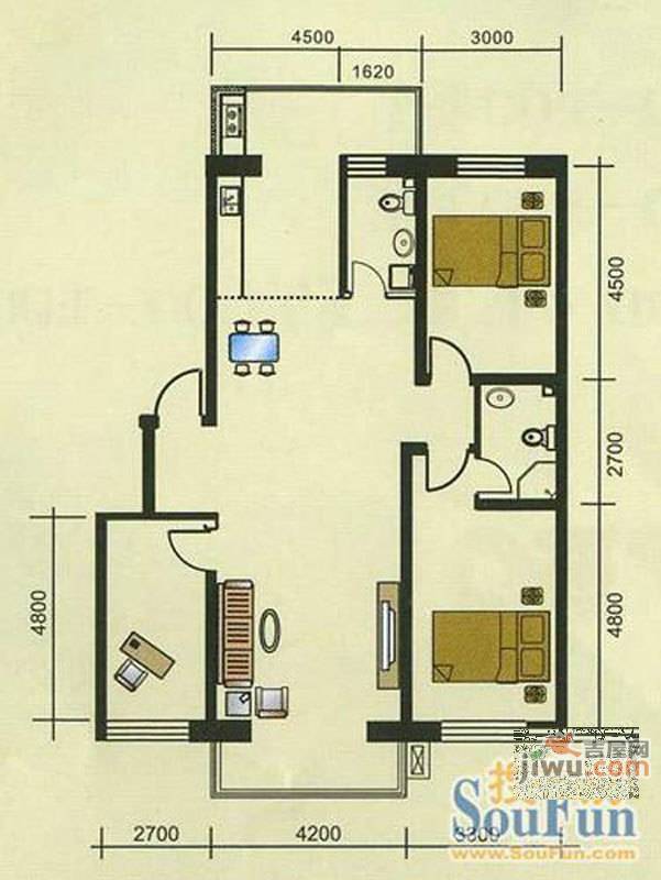 博隆金水湾家园3室2厅2卫131.7㎡户型图