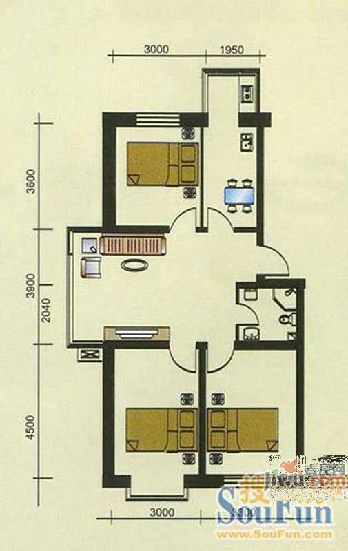 博隆金水湾家园3室2厅2卫131.7㎡户型图